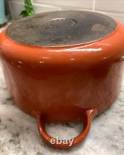 RARE VTG Le Creuset Brûlé Sienna 2 Quart Dutch Oven B/18 vers 1950