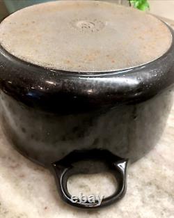 RARE VTG Le Creuset Fonte 3,5 L. Cocotte Ronde avec Couvercle #22 Noir USURE