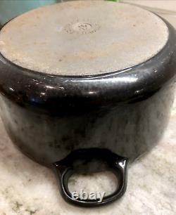 RARE VTG Le Creuset Fonte 3,5 L. Cocotte Ronde avec Couvercle #22 Noir USURE