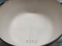 RARE VTG Le Creuset Fonte 3,5 L. Cocotte Ronde avec Couvercle #22 Noir USURE