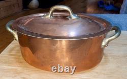 ROASTER PETITE OVALE EN CUIVRE FRANÇAIS VINTAGE AVEC COUVERCLE 10 X 5,5