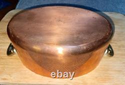 ROASTER PETITE OVALE EN CUIVRE FRANÇAIS VINTAGE AVEC COUVERCLE 10 X 5,5