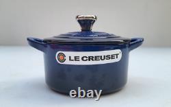 Rare ! Le Creuset Mini Cocotte Ronde en Fonte 0,3 Qt Bleu Lapis NIB