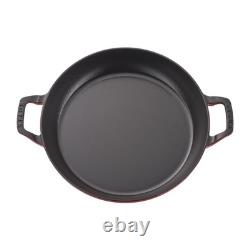 Rôtissoire en fonte de 3,5 qt avec couvercle en verre, cocotte en fonte émaillée STAUB cerise, fabriquée en France, pour 3 à 4 personnes