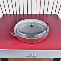 Rôtissoire en fonte de 3,5 qt avec couvercle en verre, cocotte en fonte émaillée STAUB cerise, fabriquée en France, pour 3 à 4 personnes