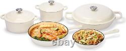 Set de Casseroles en Fonte Émaillée, Ensemble de 8 Pièces de Faitouts, Casserole, Poêle