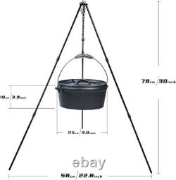 Set de camping de 8 pièces en fonte avec cocotte. Pot en fonte de 4,5 Qt avec couvercle et lève-couvercle.