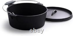 Set de camping de 8 pièces en fonte avec cocotte. Pot en fonte de 4,5 Qt avec couvercle et lève-couvercle.