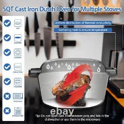 Set de faitout en fonte de 5 quarts pré-assaisonné avec casserole de 2 quarts et couvercle, noir