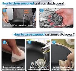 Set de faitout en fonte de 5 quarts pré-assaisonné avec casserole de 2 quarts et couvercle, noir