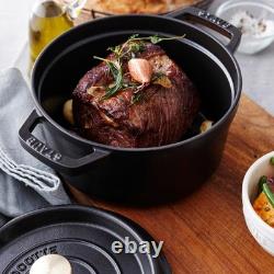 Staub Cocotte ronde en fonte 4 qt noire (boîte ouverte)