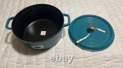 Staub Cocotte ronde en fonte de 5,5 pintes, bleu turquoise, fabriquée en France