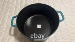 Staub Cocotte ronde en fonte de 5,5 pintes, bleu turquoise, fabriquée en France
