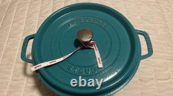 Staub Cocotte ronde en fonte de 5,5 pintes, bleu turquoise, fabriquée en France