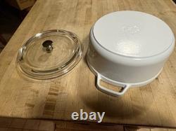Staub La Coccotte Blanche #24 France 4qt Cocotte Ronde en Fonte avec Couvercle en Verre
