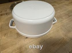 Staub La Coccotte Blanche #24 France 4qt Cocotte Ronde en Fonte avec Couvercle en Verre