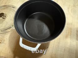Staub La Coccotte Blanche #24 France 4qt Cocotte Ronde en Fonte avec Couvercle en Verre