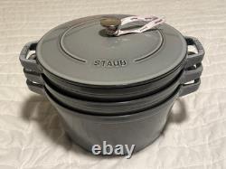 Staub en fonte, 5 qt, rond, cocotte, ensemble empilable de 4 pièces