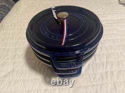 Staub en fonte, 5 qt, rond, cocotte, ensemble empilable de 4 pièces, bleu foncé
