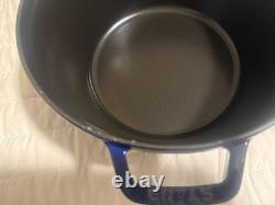 Staub en fonte, 5 qt, rond, cocotte, ensemble empilable de 4 pièces, bleu foncé