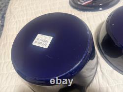 Staub en fonte, 5 qt, rond, cocotte, ensemble empilable de 4 pièces, bleu foncé