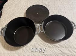 Staub en fonte, 5 qt, ronde, cocotte, ensemble empilable de 4 pièces, gris