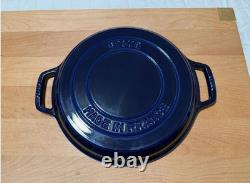 Staub en fonte 7 qt, cocotte ronde, braiser et griller. Bleu foncé