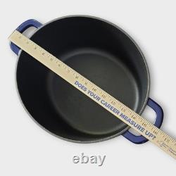 Sur La Table Oval Bleu Fonte Émaillée Noire Intérieur Faitout Avec Couvercle 8Qt