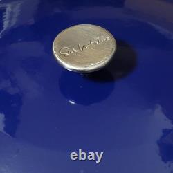 Sur La Table Oval Bleu Fonte Émaillée Noire Intérieur Faitout Avec Couvercle 8Qt