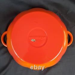 Technique Cocotte en Fonte de Citrouille Orange Porcelaine Couvercle en Caoutchouc 3 Qt