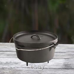 Utilisation de la fonte néerlandaise pour camping dans le four avec poignée en métal et couvercle - Ustensiles de cuisine pour barbecue
