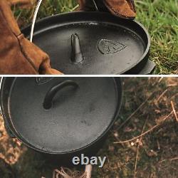 Utilisation de la fonte néerlandaise pour camping dans le four avec poignée en métal et couvercle - Ustensiles de cuisine pour barbecue