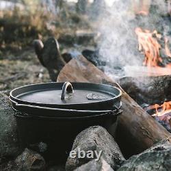Utilisation de la fonte néerlandaise pour camping dans le four avec poignée en métal et couvercle - Ustensiles de cuisine pour barbecue