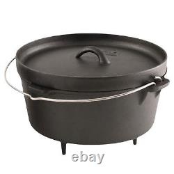 Utilisation de la fonte néerlandaise pour camping dans le four avec poignée en métal et couvercle - Ustensiles de cuisine pour barbecue