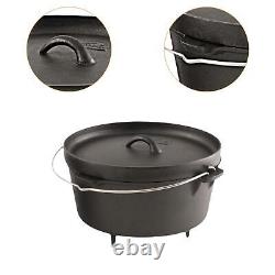Utilisation de la fonte néerlandaise pour camping dans le four avec poignée en métal et couvercle - Ustensiles de cuisine pour barbecue