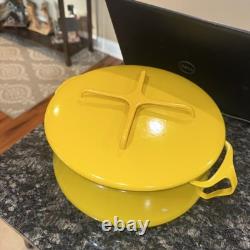 VINTAGE DANSK Kobenstyle IHQ Jaune France Émail 4 qt Casserole Cocotte Trivet Couvercle