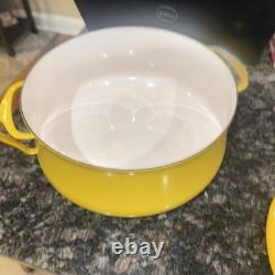 VINTAGE DANSK Kobenstyle IHQ Jaune France Émail 4 qt Casserole Cocotte Trivet Couvercle