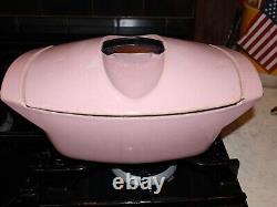 VINTAGE LE CREUSET - Faitout en fonte émaillée rose de 3,5 Qt avec couvercle