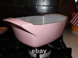 VINTAGE LE CREUSET - Faitout en fonte émaillée rose de 3,5 Qt avec couvercle