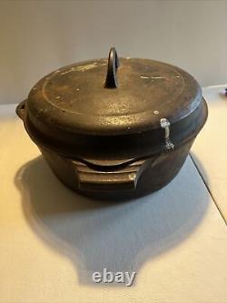 VTG Antique Griswold No 8 Petit Block Logo 2568 Dutch Oven Hinge Lid<br/>  <br/>(Note: 'VTG' stands for 'Vintage' in English)
