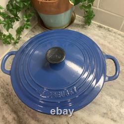 VTG LE CREUSET #22 Faitout en Fonte Émaillée Bleue 3,5 qt R110