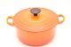 Vtg Le Creuset 18 B Flamme Orange 2qt Cocotte En Fonte émaillée Avec Couvercle