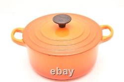 VTG Le Creuset 18 B Flamme Orange 2qt Cocotte en fonte émaillée avec couvercle