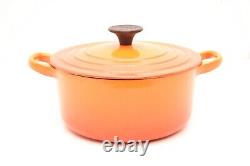 VTG Le Creuset 18 B Flamme Orange 2qt Cocotte en fonte émaillée avec couvercle