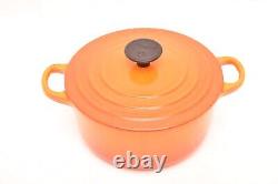 VTG Le Creuset 18 B Flamme Orange 2qt Cocotte en fonte émaillée avec couvercle