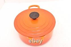 VTG Le Creuset 18 B Flamme Orange 2qt Cocotte en fonte émaillée avec couvercle