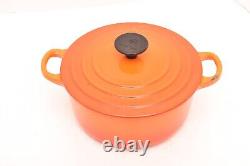 VTG Le Creuset 18 B Flamme Orange 2qt Cocotte en fonte émaillée avec couvercle