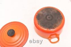 VTG Le Creuset 18 B Flamme Orange 2qt Cocotte en fonte émaillée avec couvercle