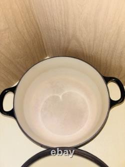 VTG Le Creuset #22 Faitout en fonte émaillée noire avec couvercle 3,5 quarts France