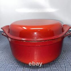 VTG Le Creuset 24 Cocotte en fonte émaillée rouge 9 large 4 profonde France